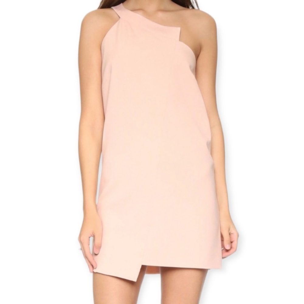 Michelle Mason One Shoulder Shift Dress Blush Size 4
